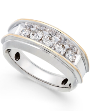 Men-s Five-Stone Two-Tone Diamond Ring in 10k Gold (1 ct. t.w.)