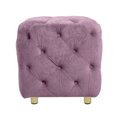  Modern Purple Velvet Ottoman, Small End Table, Footstool & Chair Set