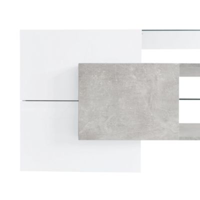 Modern Grey TV Stand with LED Shelves