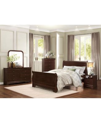 Simplie Fun Louis Philippe Style 1 Piece Nightstand Of Drawers Brown Cherry Finish Okume Veneer Bedroom Furniture