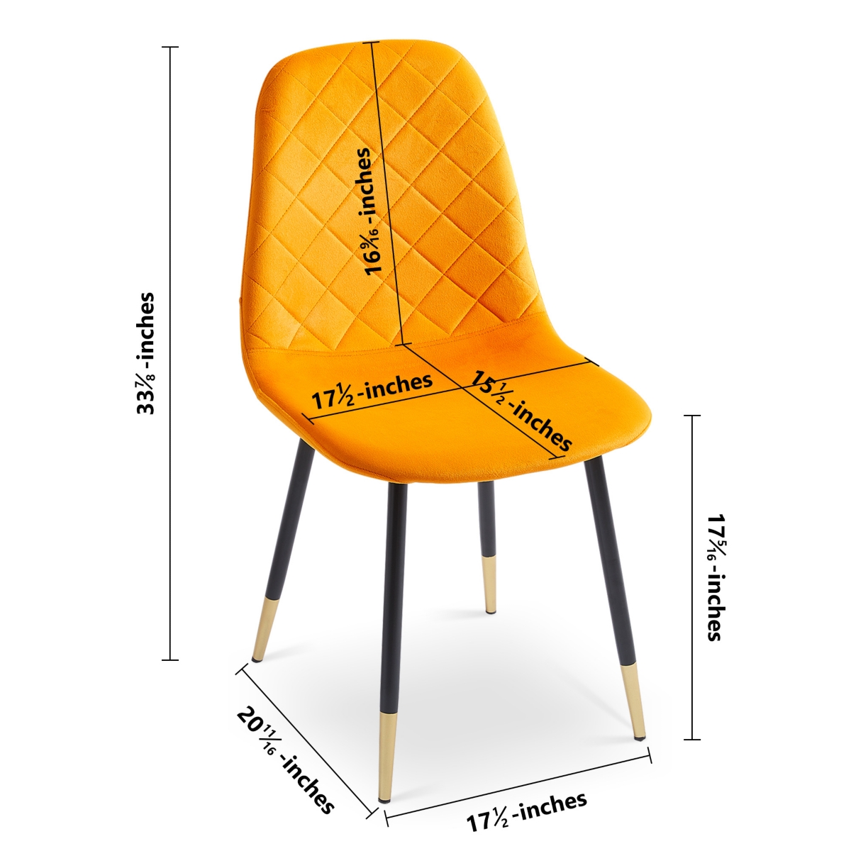 Streamdale FurnitureVelvet Tufted Accent Chairs with Golden Color Metal Legs, Modern Dining Chairs for Living Room,Set of 4 - Orange
