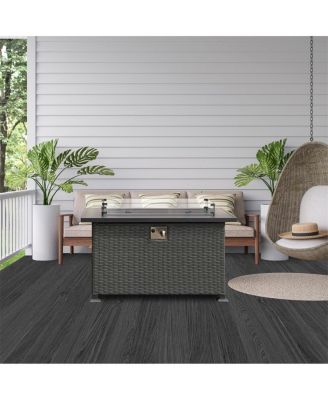 Smokeless Fire Pit Table for Outdoor Patio with Glass Wind Guard