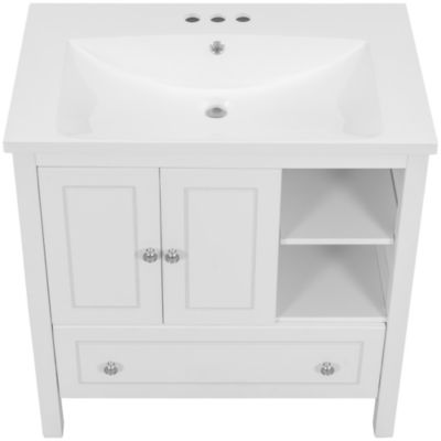 30" Bathroom Vanity Set with Solid Wood Frame & Ceramic Sink
