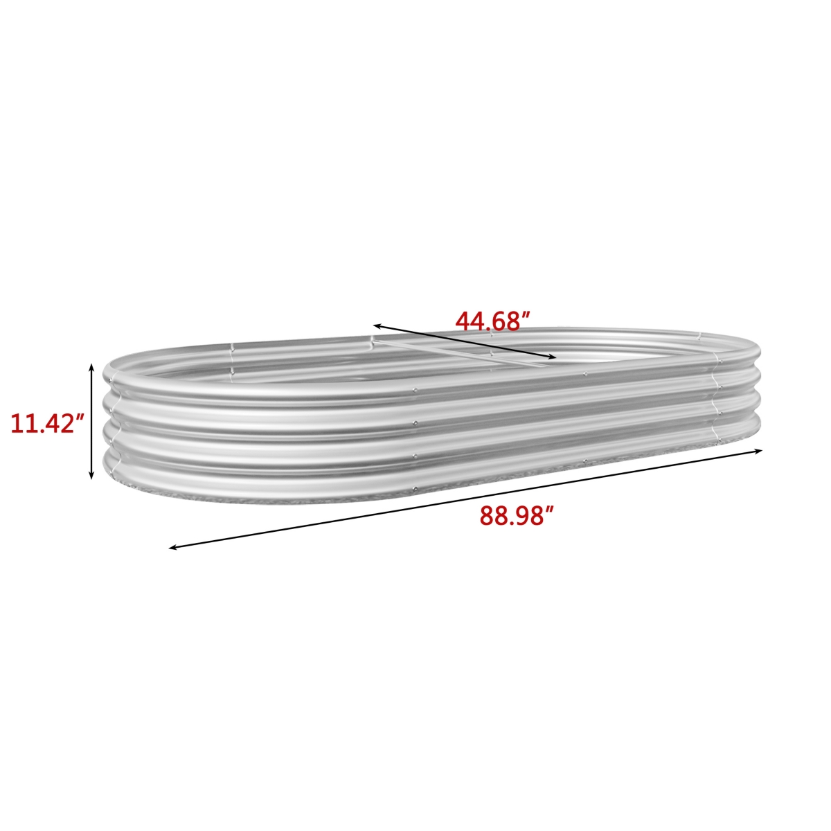 Streamdale Furniture Raised Garden Bed Outdoor, Oval Metal Raised Planter Bed for Plants, Vegetables, and Flowers -- Silver