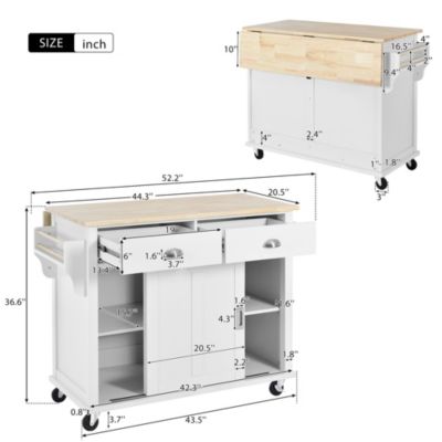 Drop-Leaf Countertop Kitchen Cart