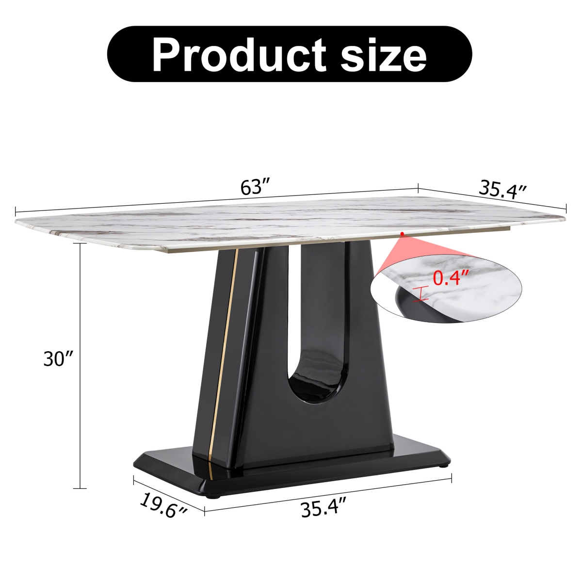 Streamdale Furniture A modern, minimalist, and luxurious dining table with aimitation marble tabletop and Mdf legs with U-shaped brackets. Tabl