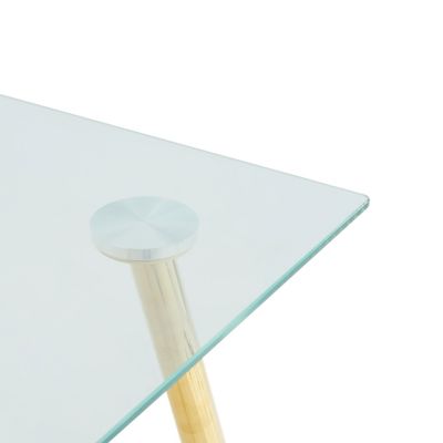 Modern 51" Glass Dining Table, Gold Metal Legs