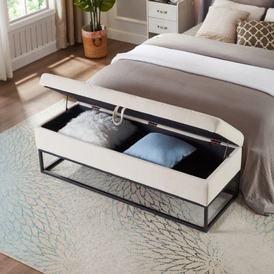 Streamdale 58.6" Bed Bench Metal Base With Storage Velvet