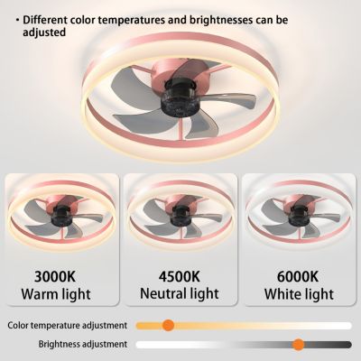 Thin Pink Dimmable LED Ceiling Fans