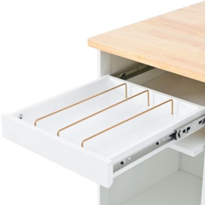 Streamdale LED Kitchen Island Cart with Drop Leaf & Storage