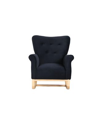 Century Fabric Rocker Chair With Wood Legs And Velvet For Living Room Bedroom
