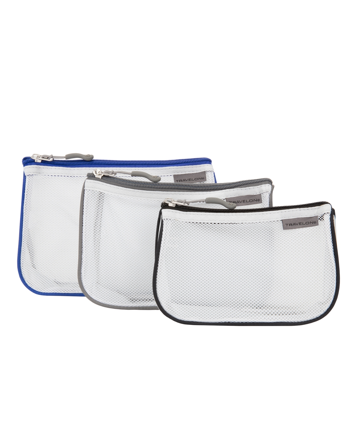 Travelon Set Of 3 Assorted Piped Pouches In Cool Tones