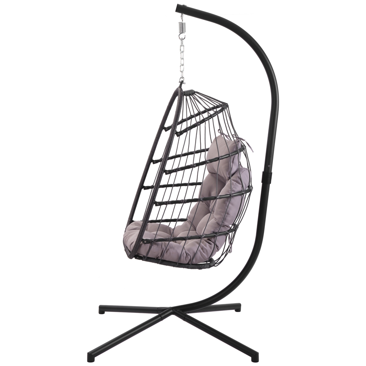 Streamdale Furniture Outdoor Patio Wicker Hanging Chair Swing Chair Patio Egg Chair Uv Resistant Cushion
