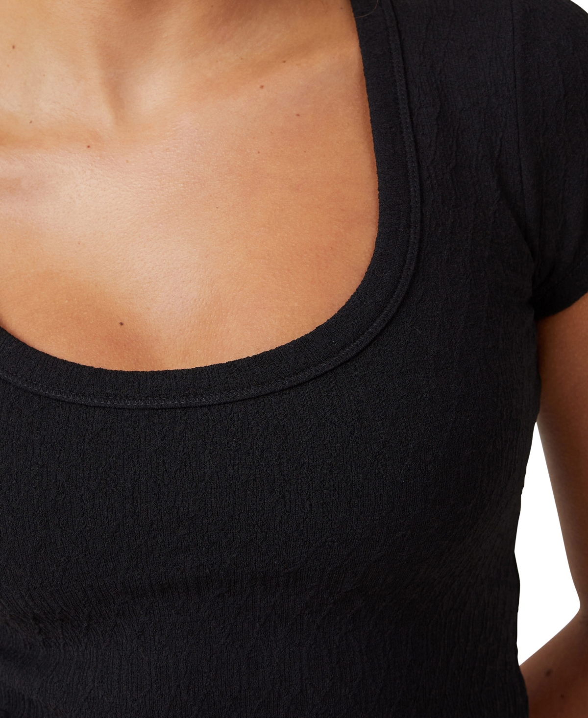 Shop Cotton On Women's Tyla Scoop Neck Short Sleeve Top In Black