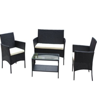 Streamdale 4-Piece Rattan Patio Set with Cushions