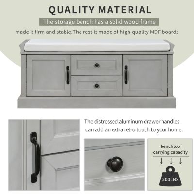 Multi-Storage Shoe Bench with Removable Cushion