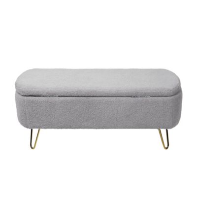 Streamdale Gold Ottoman Bench with Faux Fur