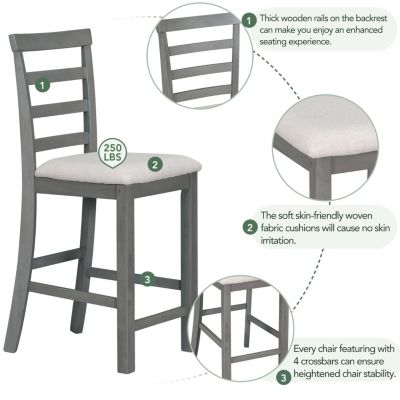 Streamdale 5-Piece Rubberwood Dining Set with Padded Chairs