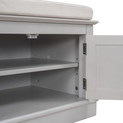 4-Door Storage Bench with Shelves and Cushion