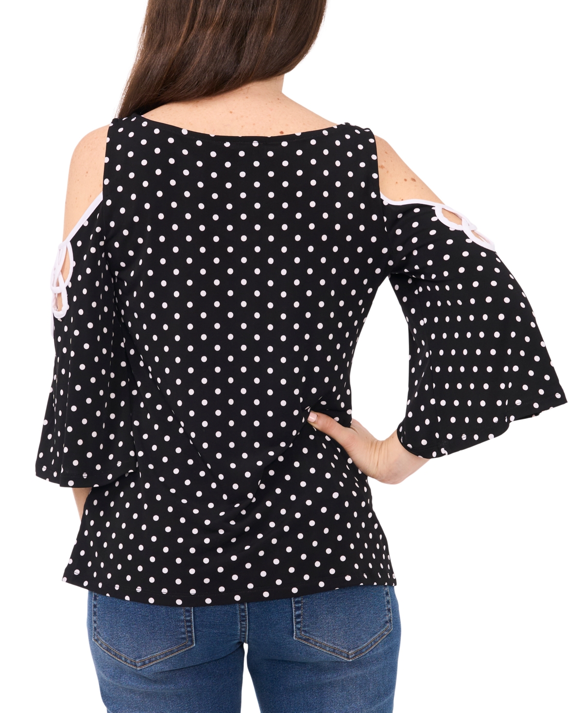 Sam & Jess Petite Knit Cold-Shoulder Top -White