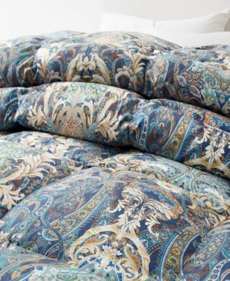 Printed All Season White Goose Feather Fiber Comforter, Full/Queen