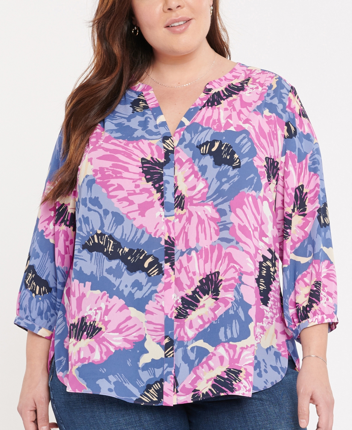 Nydj Plus Pintuck Blouse In Cadiz