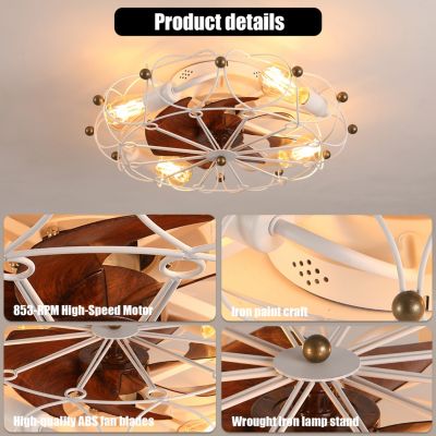 Streamdale Caged Ceiling Fan with Remote, Industrial Modern