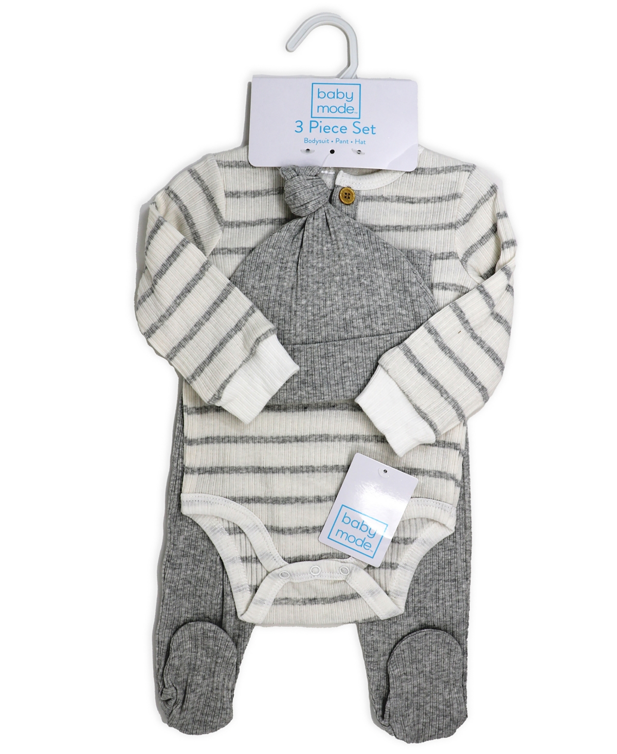 Baby Mode Baby Boys Take Me Home 3 Piece Layette Set,Stripes - Heather