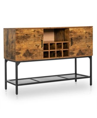 Industrial Kitchen Buffet Sideboard with Wine Rack and 2 Doors-Rustic Brown