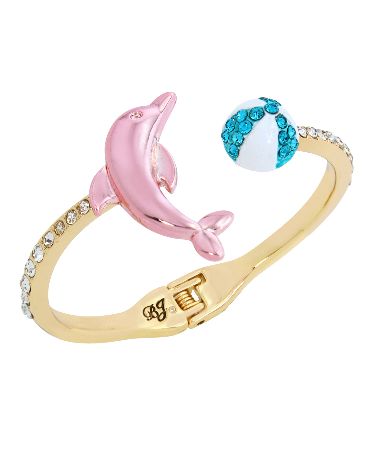 Shop Betsey Johnson Faux Stone Dolphin Bangle Bracelet In Multi