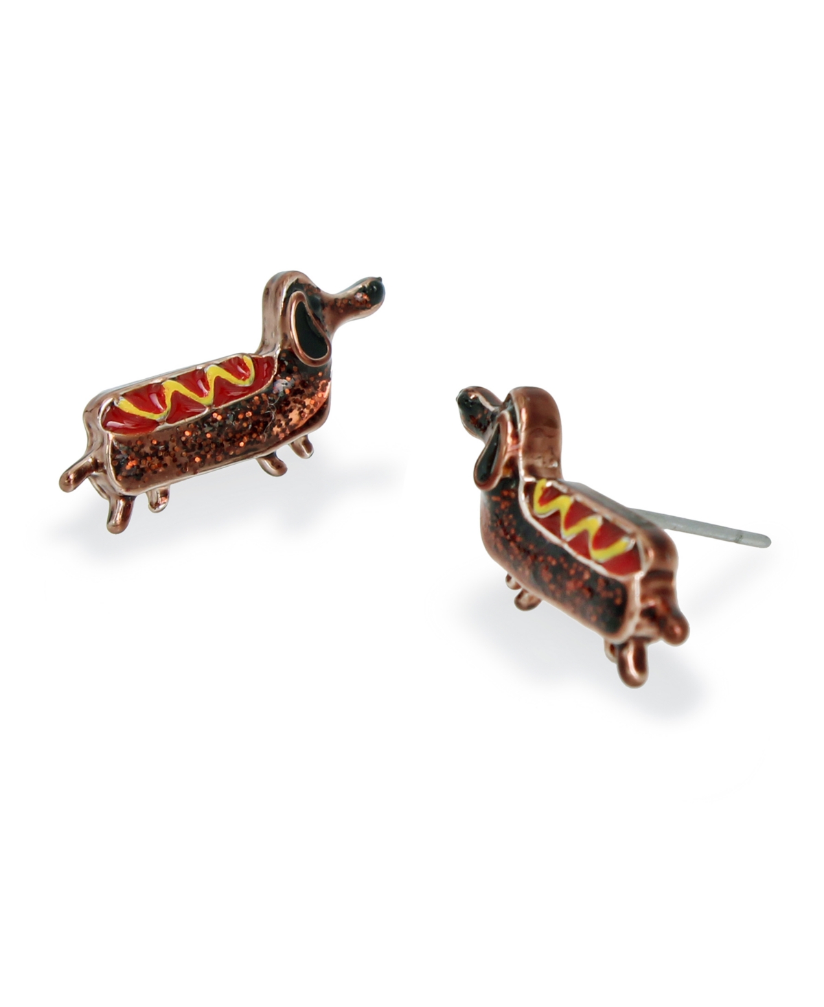 Shop Betsey Johnson Multi-colored Dachshund Hot Dog Stud Earrings In Multi -