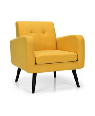 Modern Upholstered Comfy Accent Chair Single Sofa with Rubber Wood Legs