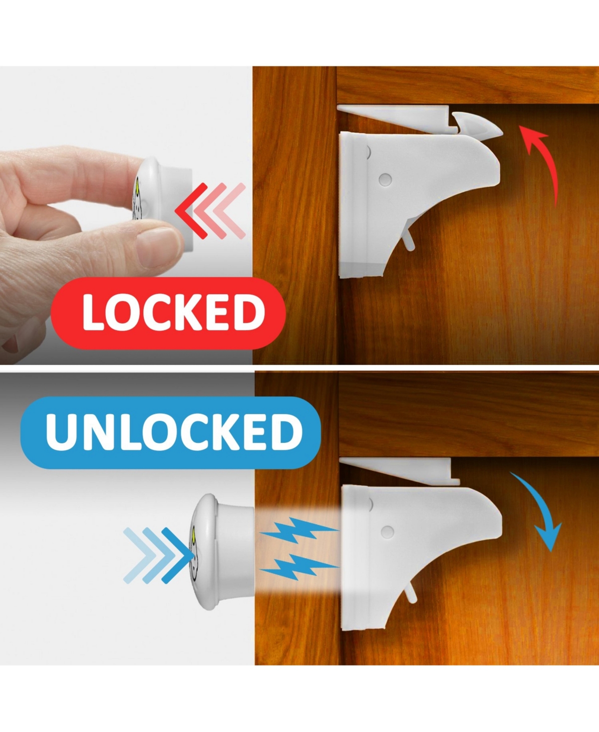 Jool Baby Toddler Magnetic Cabinet Locks, Discreet, Damage-Free Adhesives, Easy Installation Tool - Baby Safety Set -