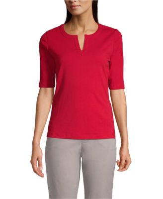 Women's Cotton Polyester Modern Half Sleeve Splitneck