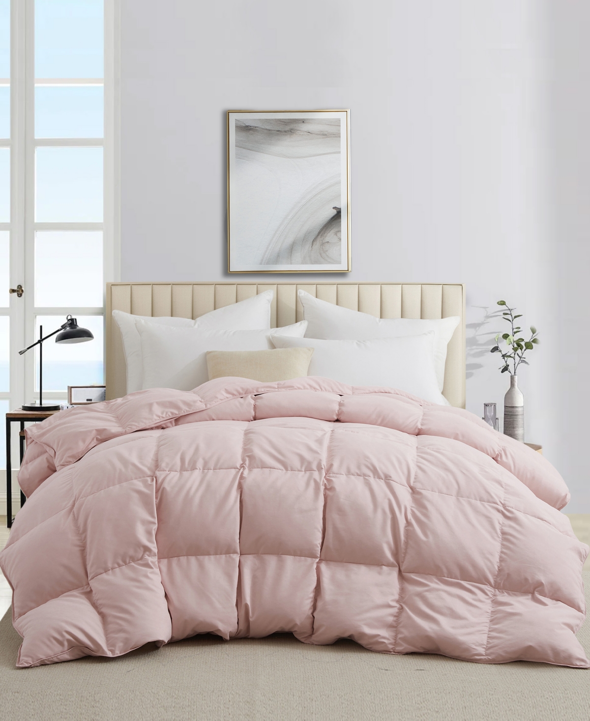 Unikome All Season Ultra Soft Goose Feather And Down Comforter, King In Pink