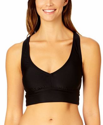 Women's Solid Halter Banded Bra Swim Top