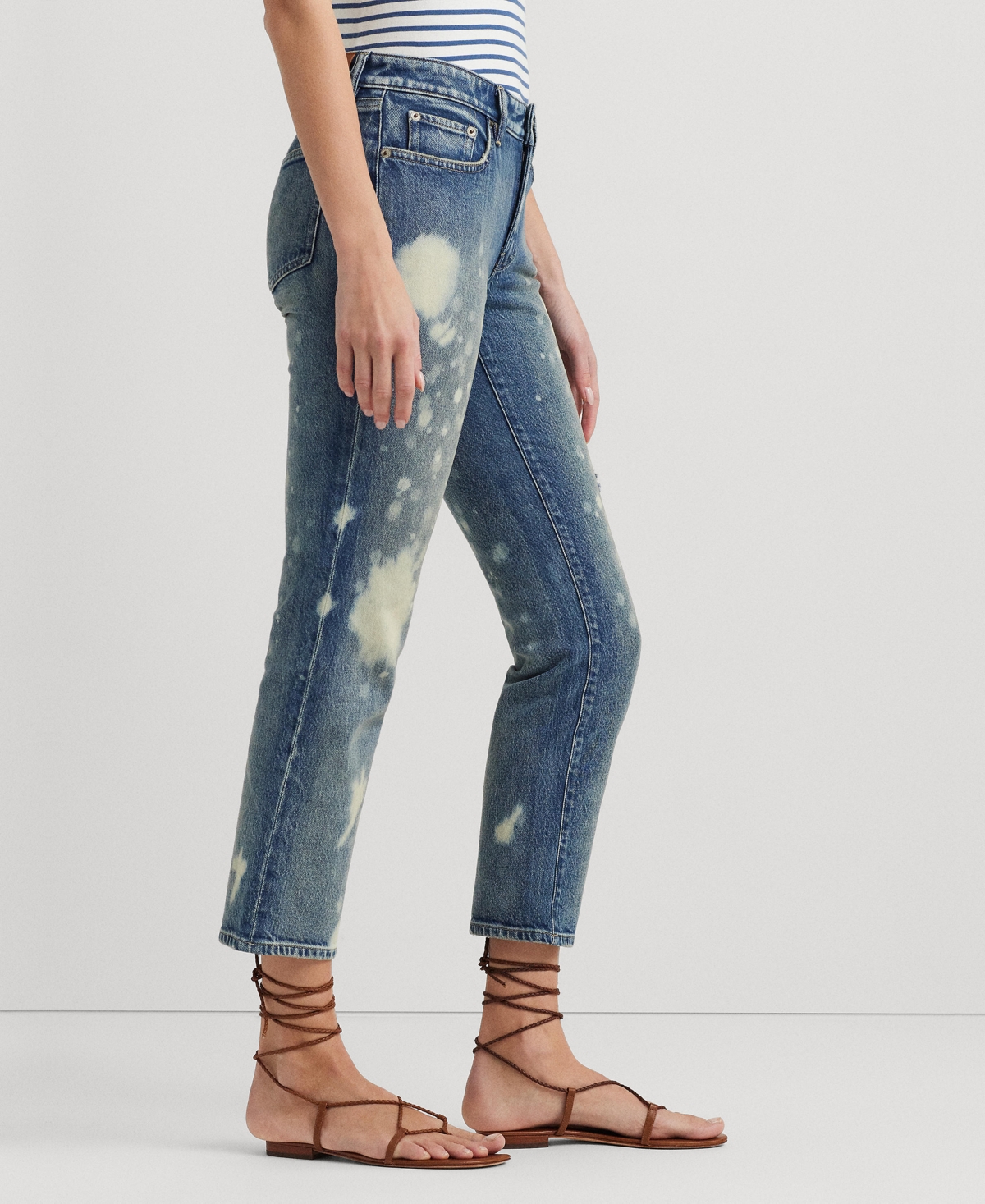 Shop Lauren Ralph Lauren Women's Bleach-splattered Ankle Jeans In Palma Wash