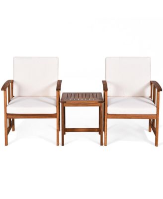3PC Solid Wood Outdoor Patio Sofa Furniture Set