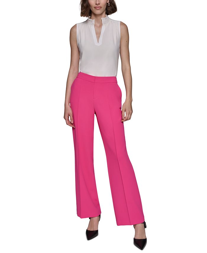 KARL LAGERFELD PARIS Womens Zippered Wear To Work Wide Leg Pants