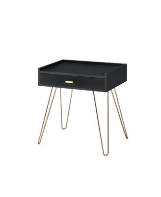  23.5 in. Black Allen MidCentury Accent Table with Copper Hairpin Legs