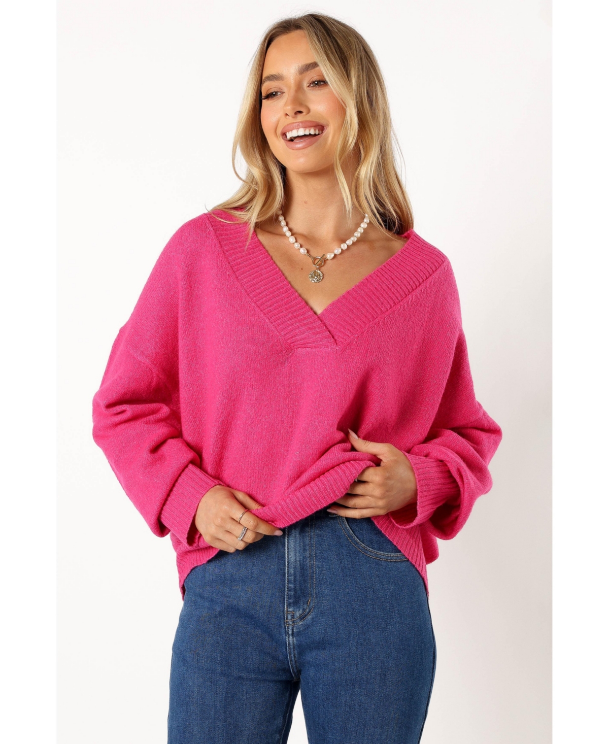 Women's Palmer Vneck Knit Sweater - Pink