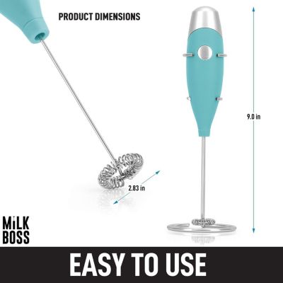 Milk Boss Portable Milk Coffee Frother Handheld Whisk Mixer with 16-Piece Stencils