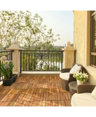 27 Pieces Acacia Wood Interlocking Patio Deck Tile