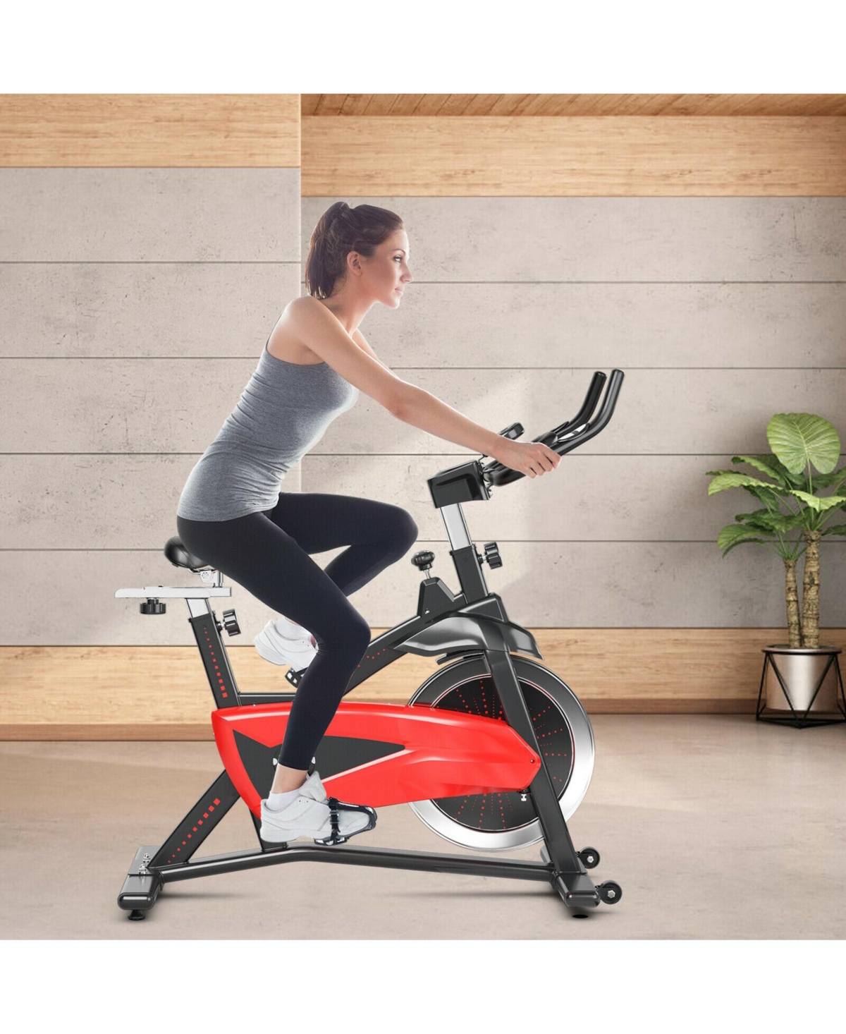 Slickblue Magnetic Exercise Bike Fitness Cycling Bike with 35Lbs Flywheel for Home and Gym-Black &- Red/Black