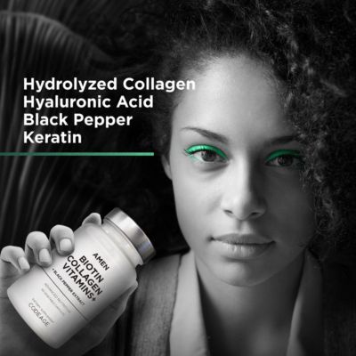 Biotin Collagen Vitamins+ 10,000 mcg Biotin Supplement - Hydrolyzed Collagen, Vitamins C & E, Folate, Hyaluronic Acid, Keratin, MSM, 90 Capsules