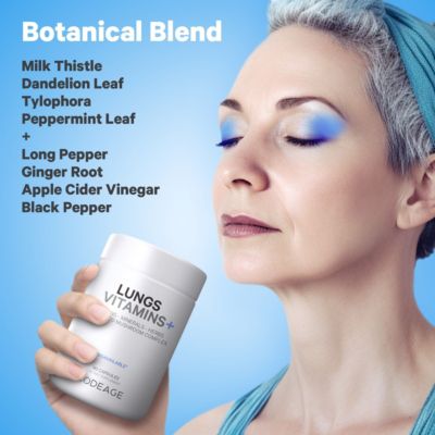 Lungs Vitamins, A, C, D, E, B6, Milk Thistle Lung Supplement, Zinc & Magnesium, Cordyceps, Reishi, Chaga, Poria, Tylophora, Ginger 90 Capsules