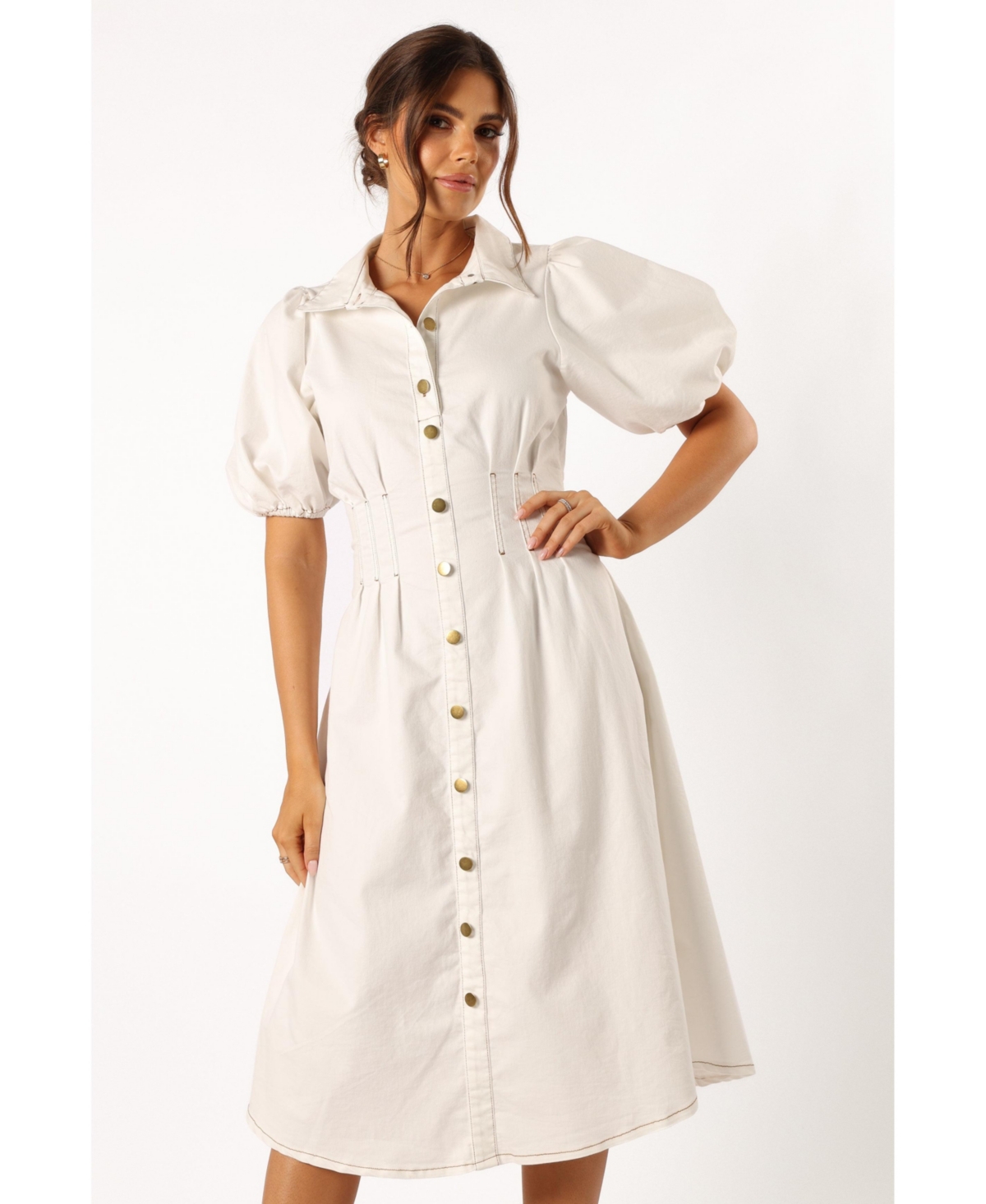Women's Sollie Puff Sleeve Midi Dress - White