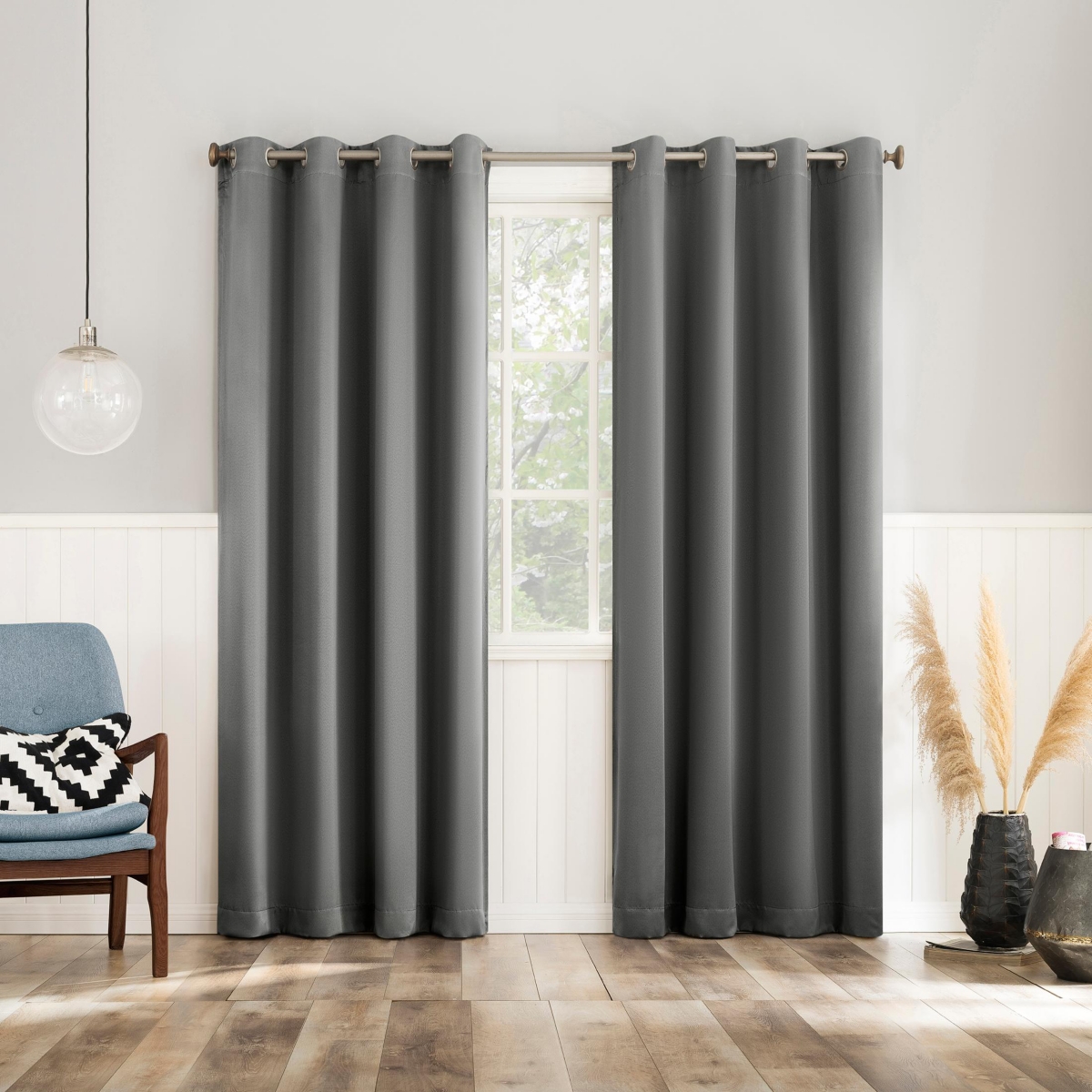 No. 918 Brandon Magnetic Closure Room Darkening Grommet Curtain Panel Pair