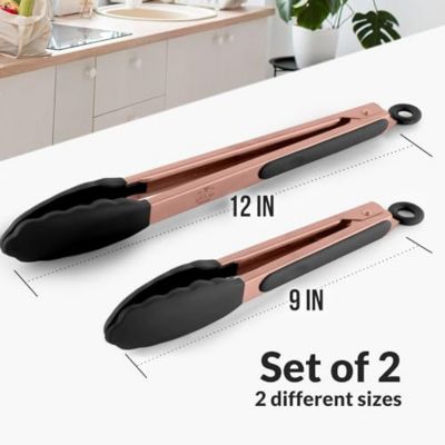 Stainless Steel Kitchen Tongs with Silicone Tips - Set of 2