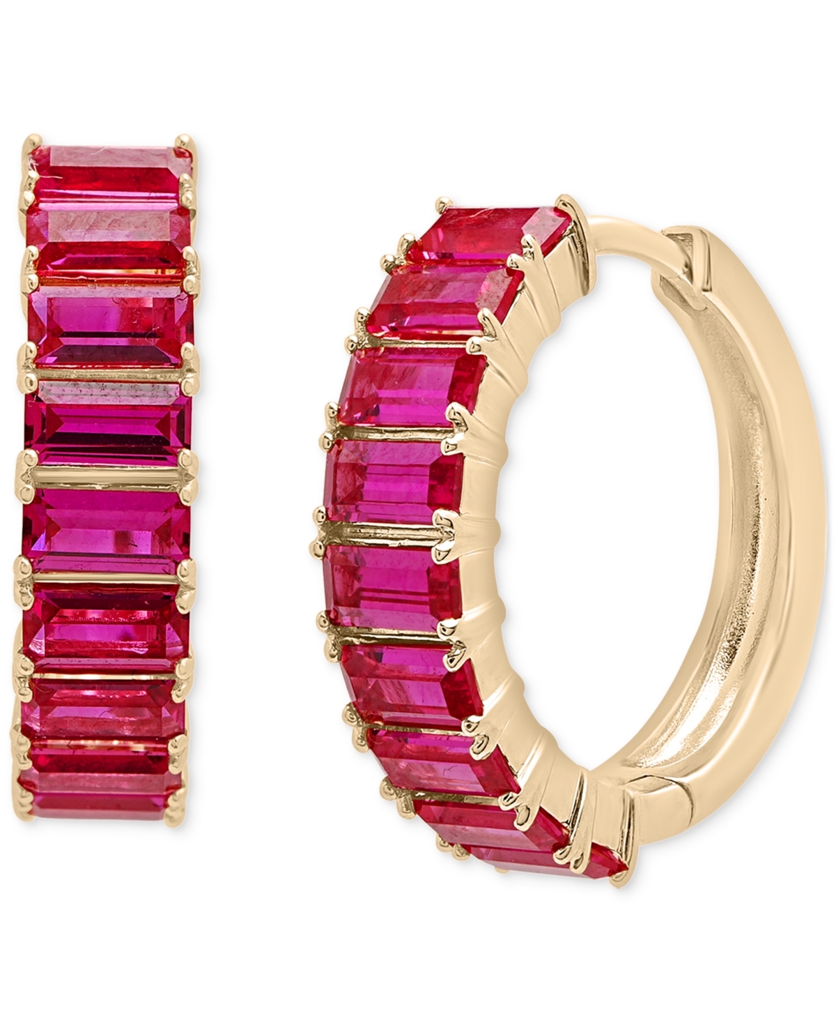 Audrey by Aurate Nano Emerald Color Hoop Earrings (1-1/2 ct. t.w.) in Gold Vermeil, (Also in Nano White Sapphire Color, Nano Ruby Color, & Nano